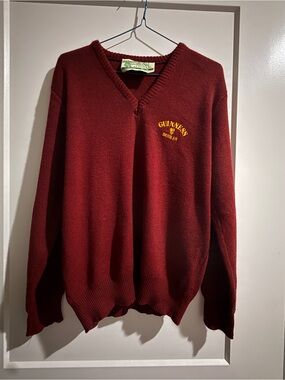 Guinness Maroon V-neck Sweater with Green Label